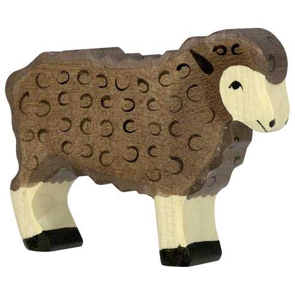 Sheep, standing, black (80075) - Holztiger