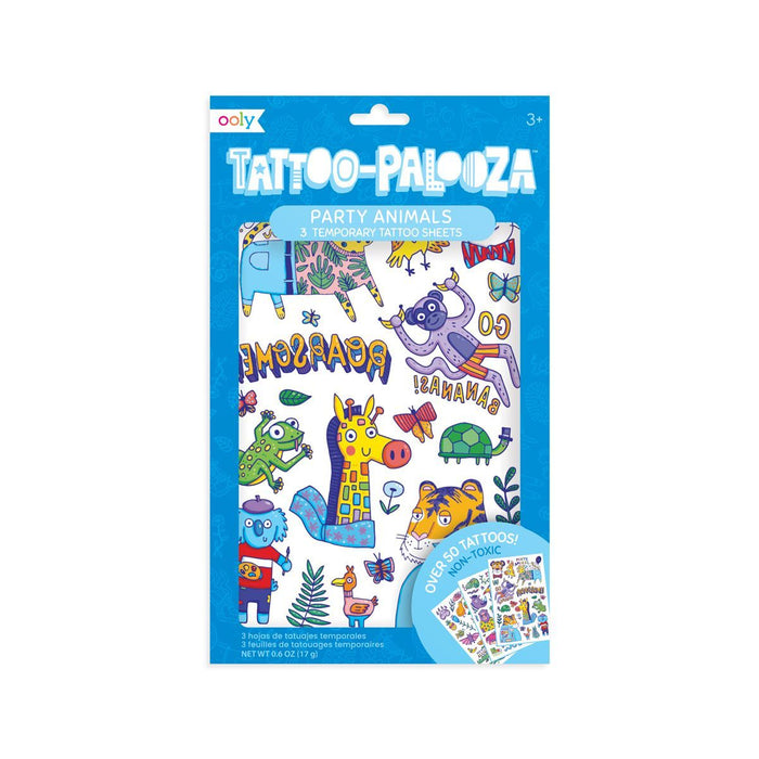 Tattoo Palooza Temporary Tattoos - Party Animals (3 sheets) (176-013)