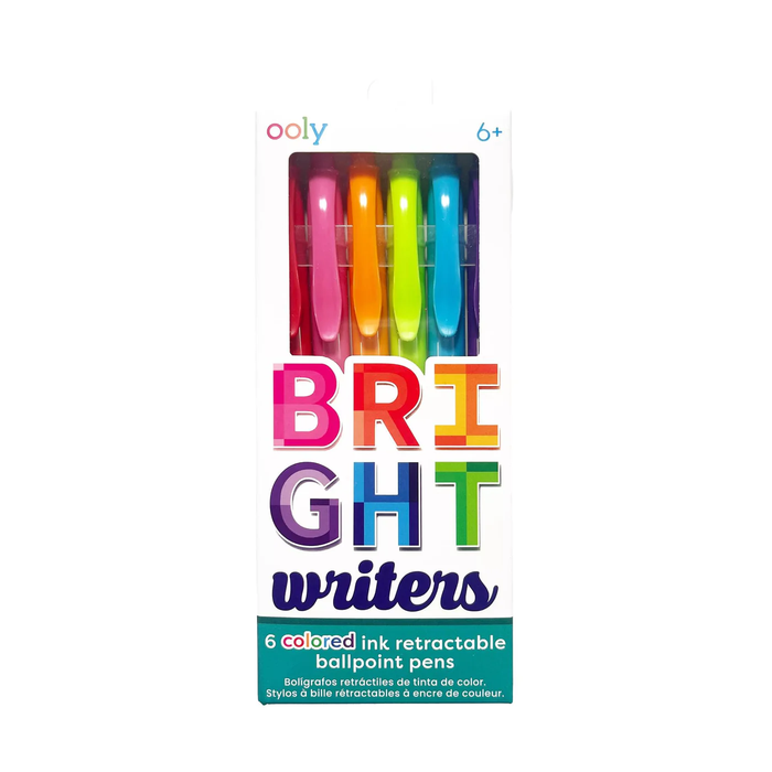 Bright Writers: Colored Ink Rectractable Ballpoint Pens - 6pc Set (132-154)