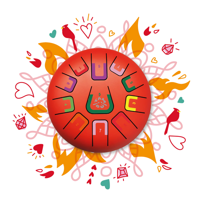 Tongue Drum 8 in. - 11 Tones Scarlet Sunset - Tambu (TMB08R)