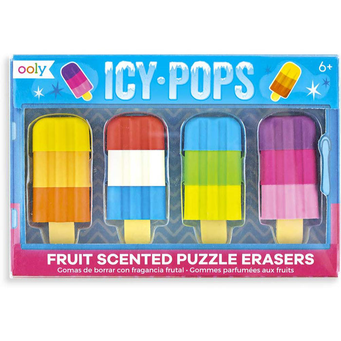 Icy Pops: Fruit Scented Puzzle Erasers - 4pc Set (112-079)
