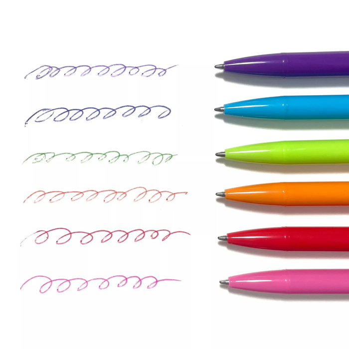 Bright Writers: Colored Ink Rectractable Ballpoint Pens - 6pc Set (132-154)