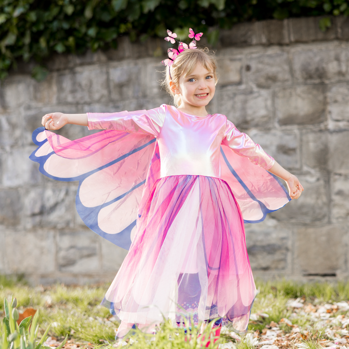 Butterfly Twirl Dress w/ Wings, Pink 5-6 Years (32525)