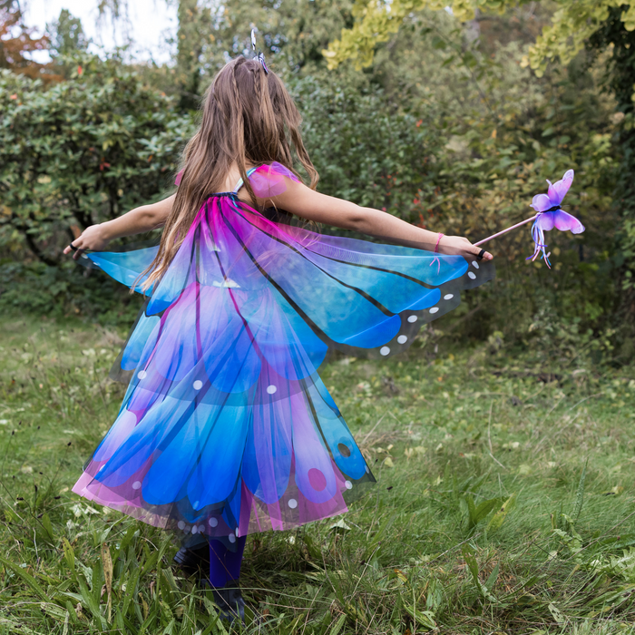Butterfly Twirl Dress & Wings, Blue/Purple, Size 5-6 (32545)