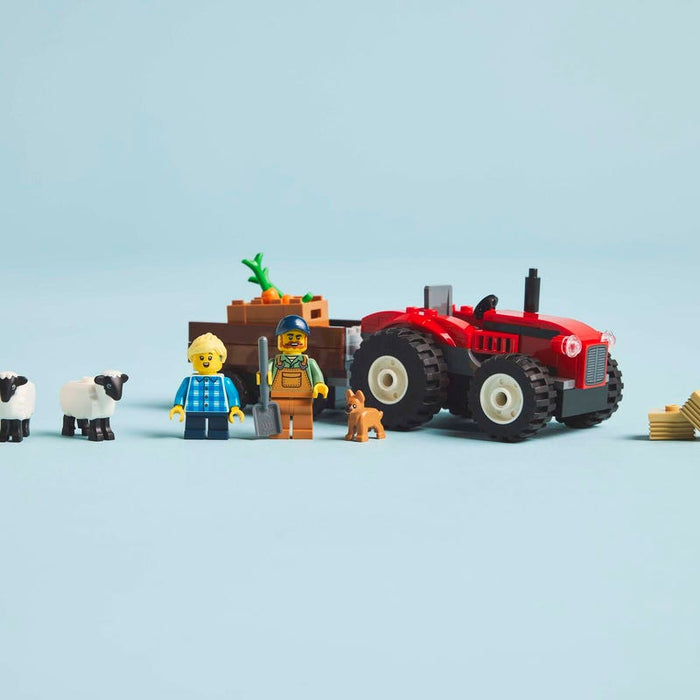 Red Farm Tractor with Trailer & Sheep - City Vehicles (60461)