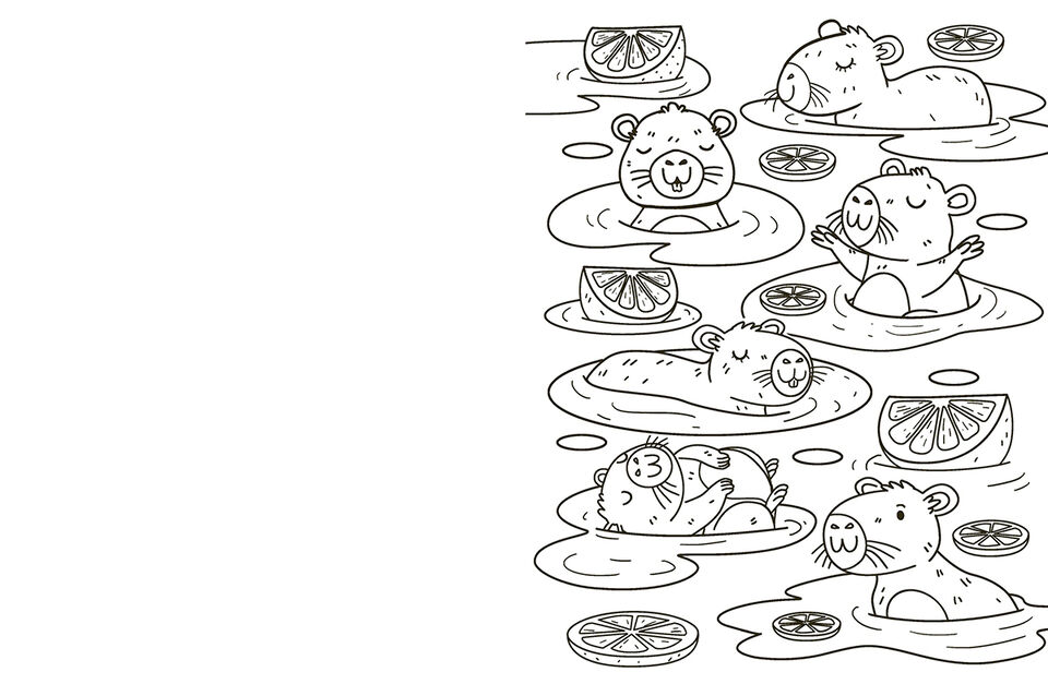 Capybara Cuties: Colouring Book