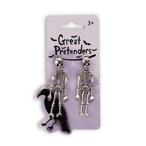 Earrings - Spooky Scary Skeleton, Clip On 