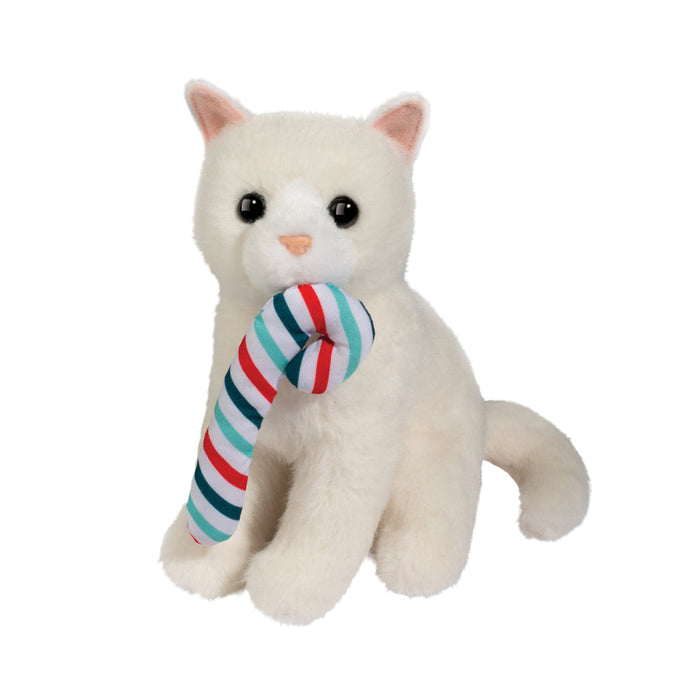 Holiday Mini Sitting  White Cat w/ Candy Cane (9710CAT)