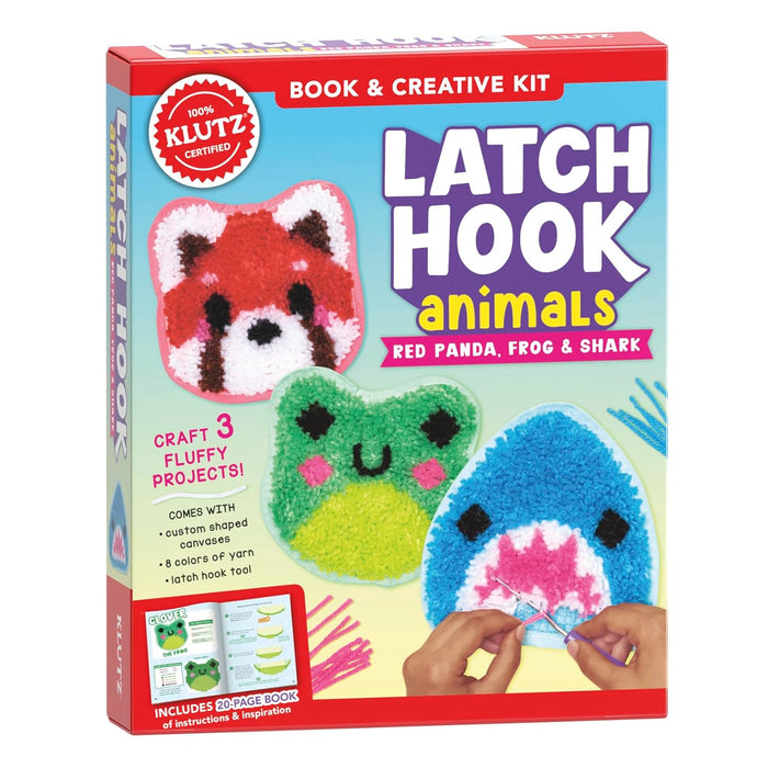Klutz - Latch Hook Animals: Red Panda- Frog & Shark - SCH
