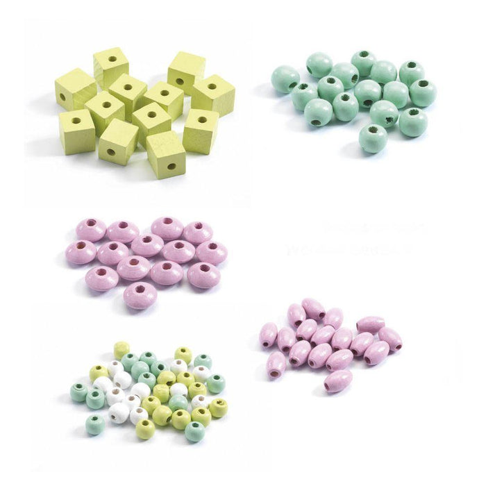 Wooden Beads: Leaves and Flowers (DJ09808)