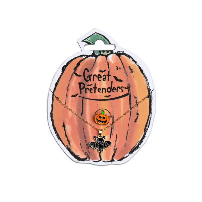 Necklace & Ring Set - Bat Necklace w/ Pumpkin Ring 