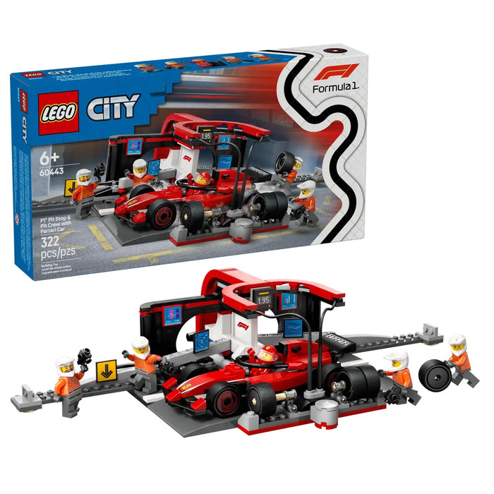 F1 Pit Stop & Pit Crew w/ Ferrari Car - City Vehicles (60443)