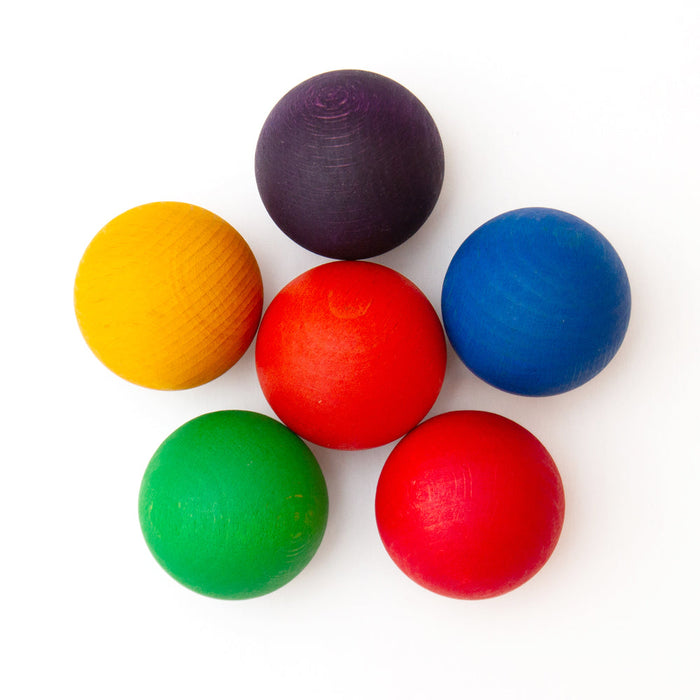 Wood Coloured Balls 6pc (6 colours) - Grapat (16-126)
