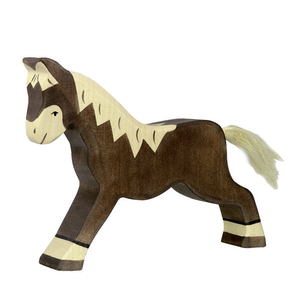 Horse, running, dark brown (80034) - Holztiger
