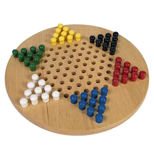 Chinese Checkers 7 in. Wood Board & Pegs (EV)