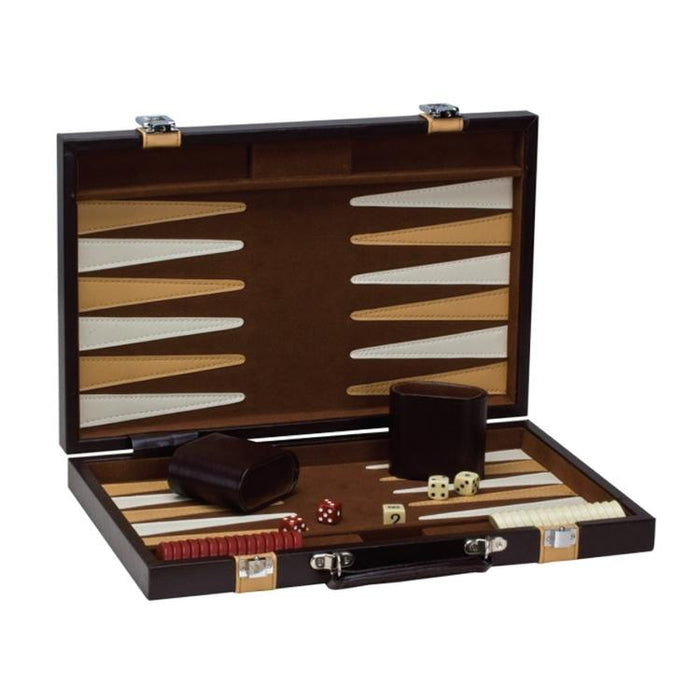 Backgammon 15 in. Brown/Tan Leatherette - CH3046M (EV)
