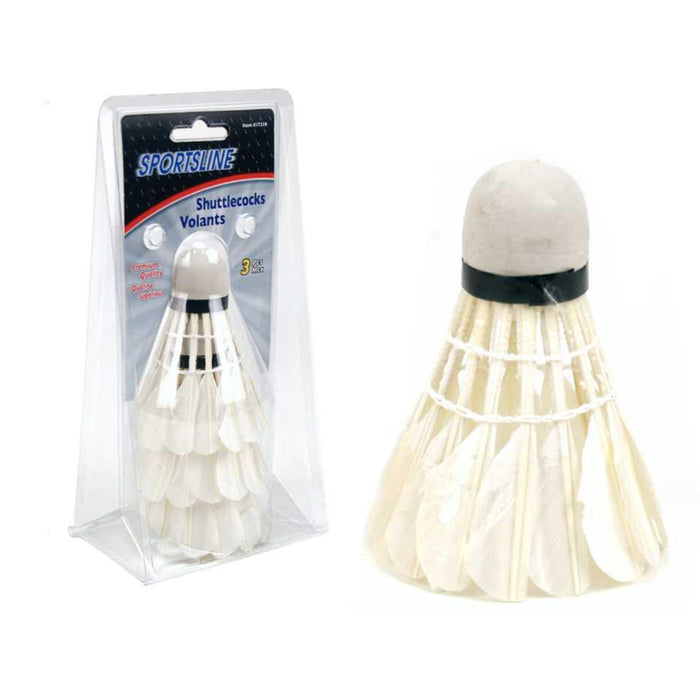 Sportsline 3pcs White Badminton Shuttlecocks 