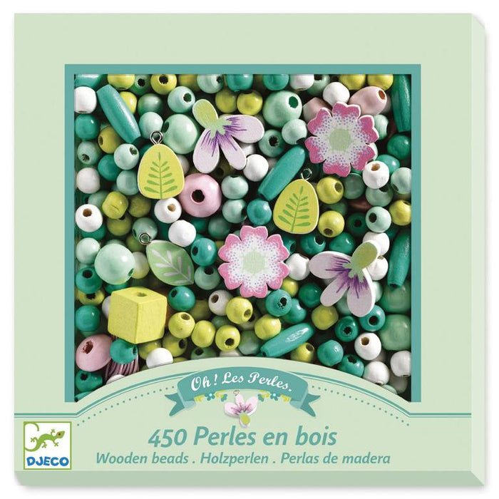 Wooden Beads: Leaves and Flowers (DJ09808)